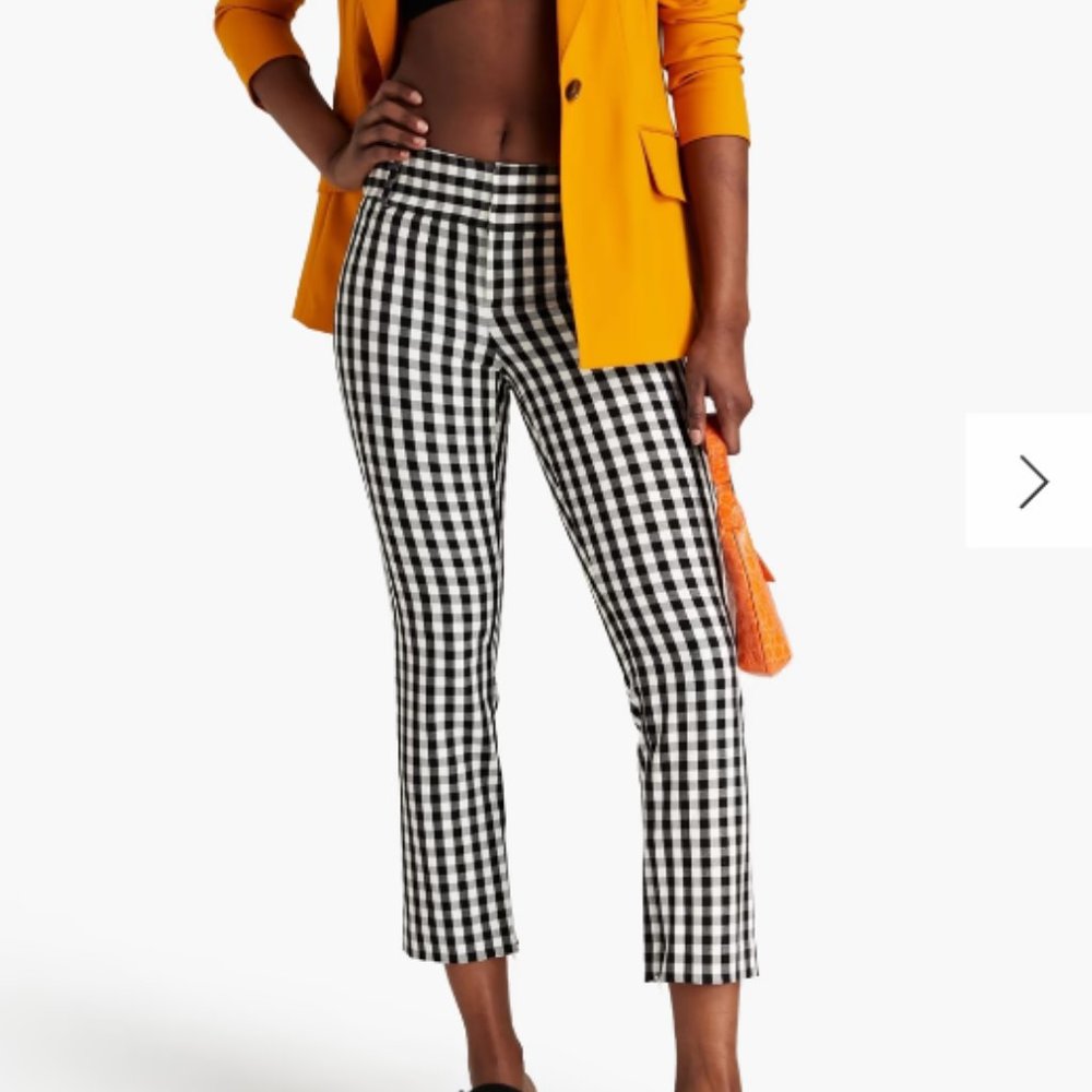 Alice and Olivia Stacey checked twill slim-leg pants size 8